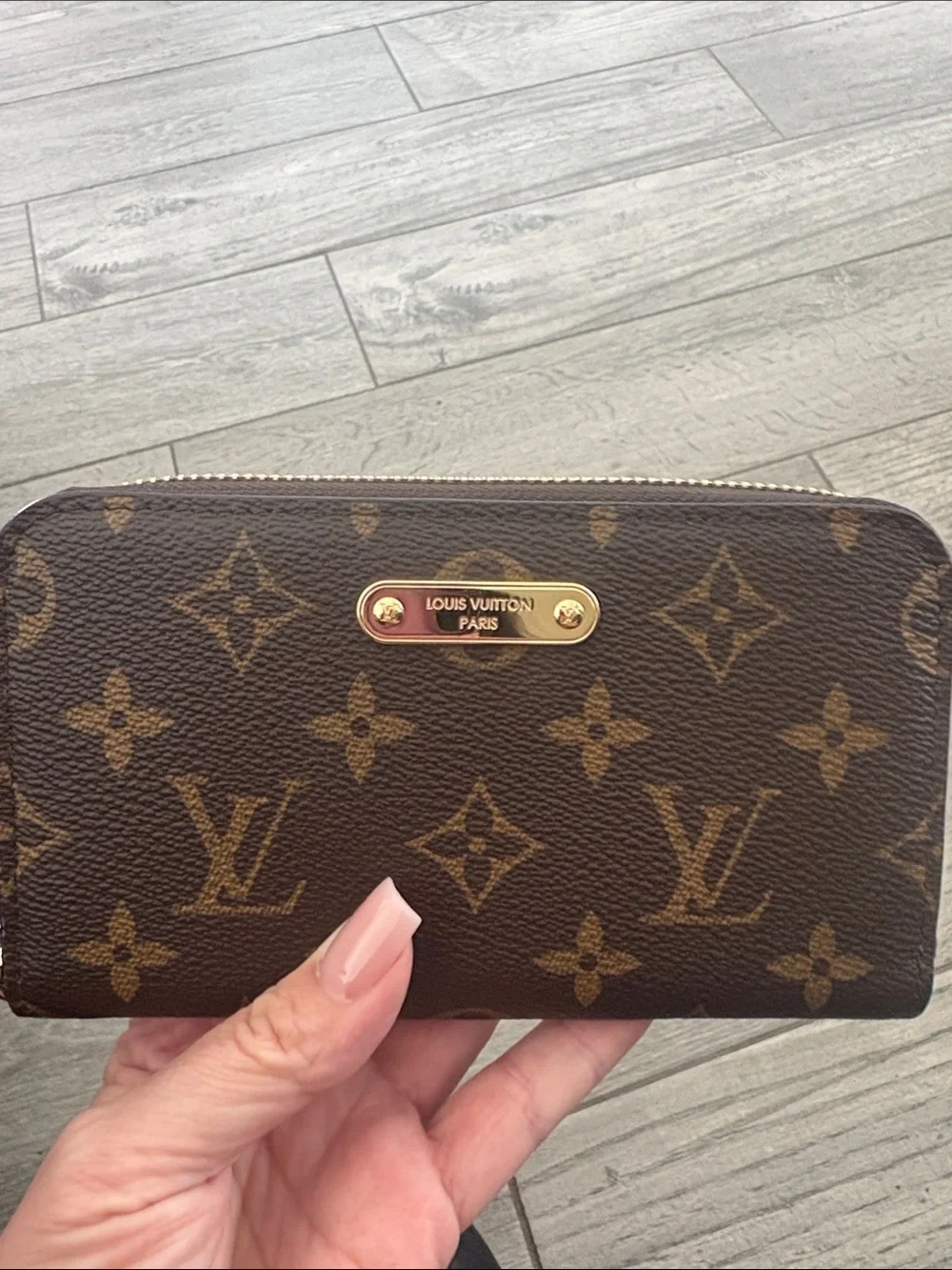Louis Vuitton Brown Monogram Zip Card Holder with Gold Plaque